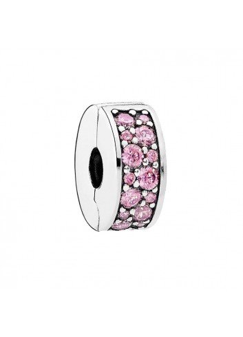 PANDORA CLIP PLATA PAVE ROSA