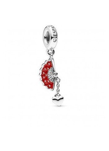 PANDORA CHARM PLATA ESMALTE ROJO ABANICO