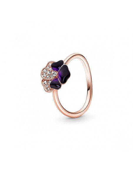 Bague Fleur Pensée Violet Rose Pandora.