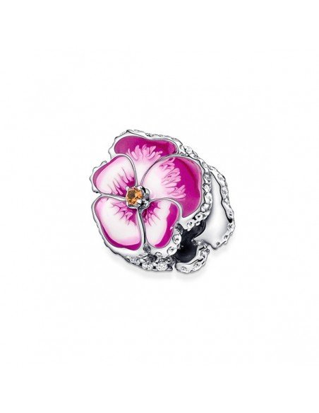 PANDORA PINK PANSY FLOWER CHARM AVEC ZIRCONE DANS SAMPARFUMS.ES