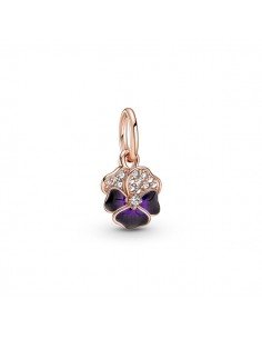 Pandore Charm Pendentif Fleur Pensée Violet .