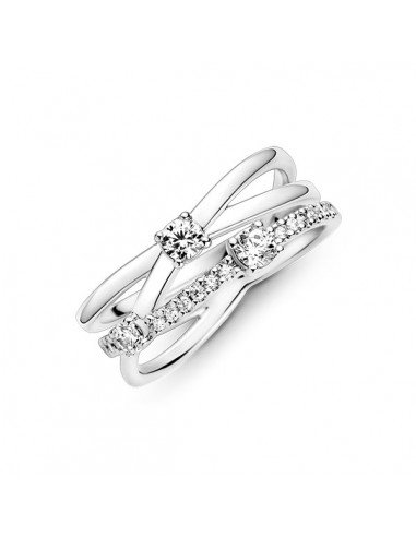 Pandora Anillo Triple Alianza Brillante con circonitas en samparfums.es