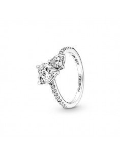 Pandora Anillo Doble Corazón Brillante en Pave y plata de primera ley en samparfums.es