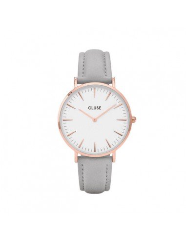 Cluse Boho Chic watch with grey leather strap and rose gold tone dial in samparfums.es