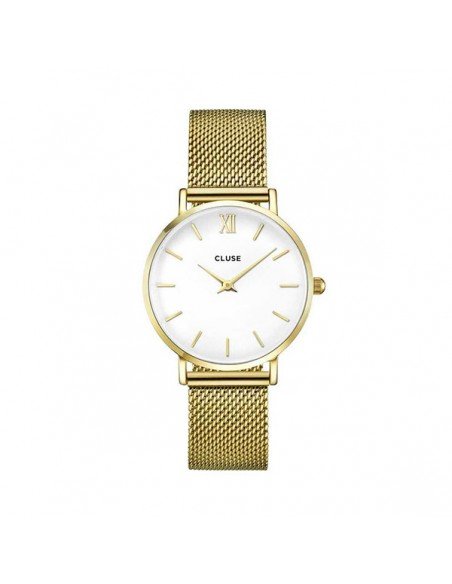 Cluse Uhr Minuit Mesh Weiß, Goldton Ref. CW0101203007 in samparfums.es