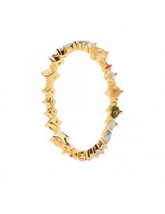 PdPaola Papillon Gold Ring, Gold Plated Silver with Multicolored Gems at samparfums.es