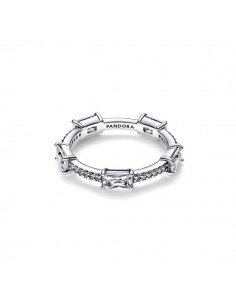 Pandora Ring Rechteckige Stäbe Rechteckiger Brillant in Pavé. 2