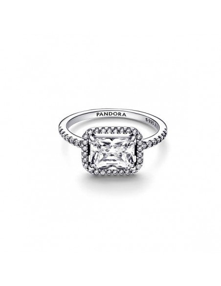 Anillo Halo Rectangular Brillante