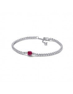 Tennis Bracelet Red Round Gemstone in Pave