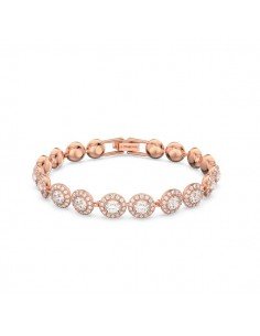 Pulseira Swarovski Angelic, redonda, branca, banhada a ouro rosa.