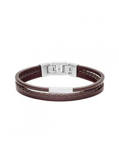 Fossil Vintage bracelet en acier inoxydable en cuir