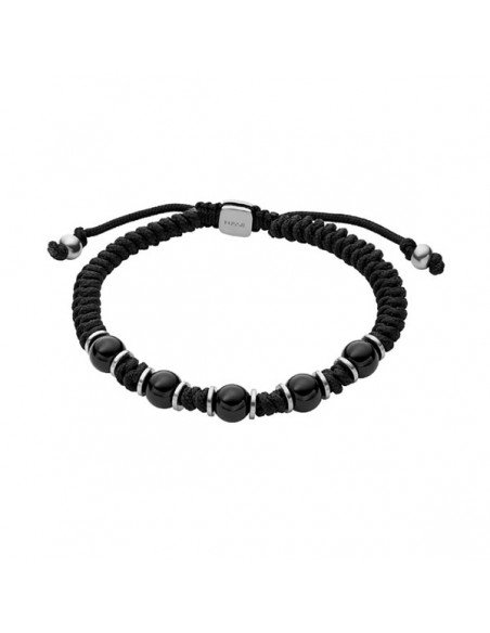Pulseira de contas fósseis com ônix preto