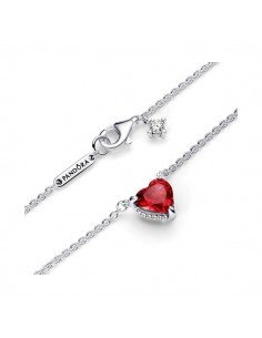 Pandora - Collier Coeur de Halo rouge scintillant. 2
