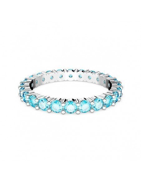 Anel Matricial Swarovski, Redondo, Azul, Ródio.