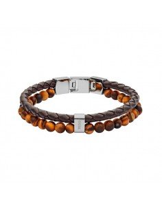 Bracelet en cuir brun Fossil Tiger Eye.