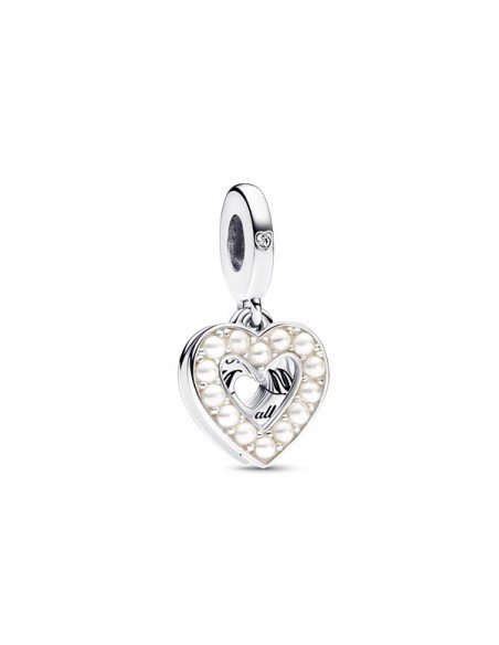 Pandora Charm Doppelherz-Anhänger Cashew Weiß