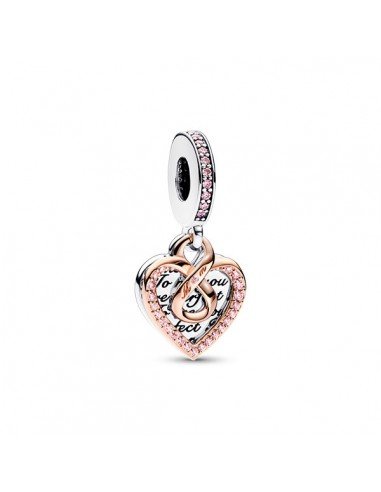 Pandora Charm Pendentif double cœur à l'infini en deux tons