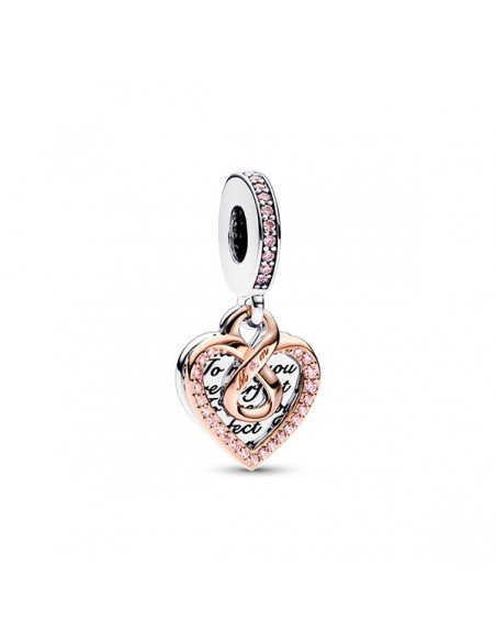 Pandora Charm Double Heart Unendlichkeit Anhänger in zwei Tönen