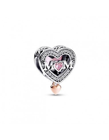 Pandora Mom and Heart Charm In Two Tones Filigree