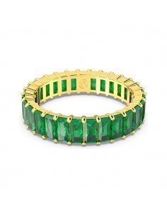 Swarovski Baguette Ring, Green, Gold tone.
