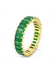 Swarovski Baguette Ring, Green, Gold tone. 2