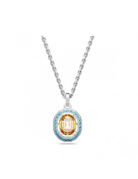 Swarovski Octagonal Necklace, Multicolor, Rhodium Plated.