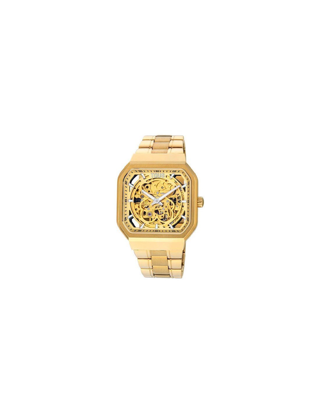 TOUS AUTOMATIC ANALOG WATCH WITH STEEL BRACELET IP GOLD PLATED D-BEAR REF  200351031