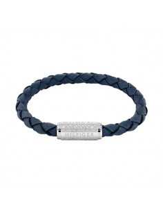 Pulseira Tommy Hilfiger azul em pele entrançada e aço inoxidável