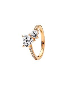 Pandora Bague brillante à double cœur