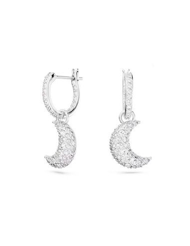 Brincos Swarovski White Moon, com banho de ródio