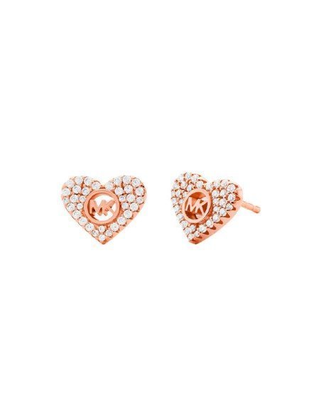 Brincos Michael Kors em ouro rosa com corações de zircónias
