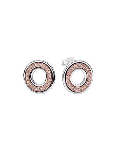 Pandora Two Tone Logo and Pavé Two Tone Button Earrings