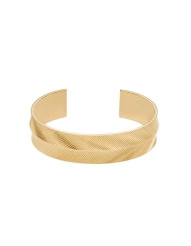Bracelet femme Fossil en or de couleur or avec texture linéaire