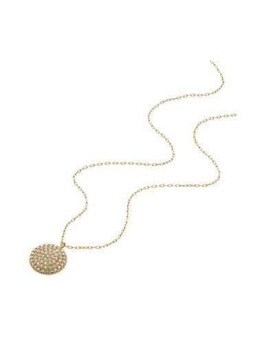 Colar de fósseis para mulher em tom dourado com pedras de zircónio