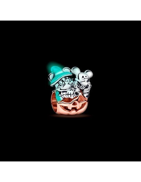 Pandora Charm Halloween Pumpkin Charm avec Mickey Mouse & Minnie Mouse