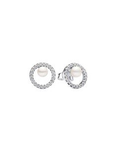 Orecchini Pandora da donna con perla coltivata e pavé Halo