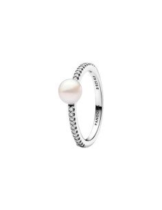 Anillo para mujer de Pandora con perla y una fila en pavé