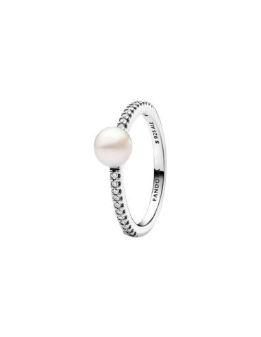 Anello Pandora da donna con perla e fila di pavé incastonati
