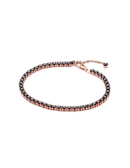 Pulsera Tenis de Pandora en tono oro rosa y negro
