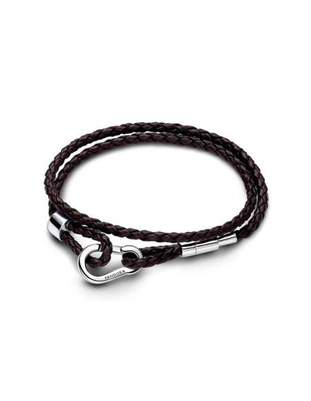 Pandora Pulsera Moments en Cuero Doble Marrón - Estilo y Elegancia para Mujer