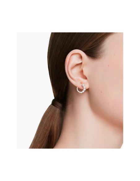 Compra Swarovski Pendientes de Aro Matrix Crystal Perla - Elegancia y Refinamiento | Sam Parfums