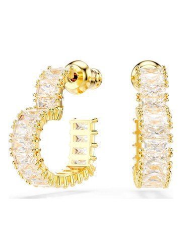 Matrix Hoop Earrings - Weißes Herz mit Goldplattierung | Samparfums.de