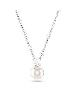 Swarovski Matrix Pendant with Crystal Pearl and Rhodium Plated - Timeless Elegance