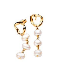 Pandora Shine 14k vergoldet Perle Kreis Anhänger Ohrringe | Luxus-Schmuck | Samparfums