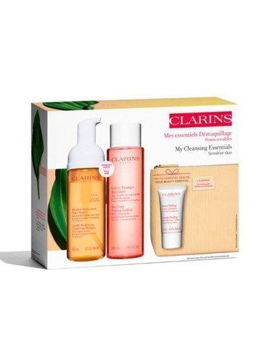 Coffret Mes Essentiels Nettoyants Peaux Sensibles - Mousse, Lotion et Peeling - Clarins Samparfums