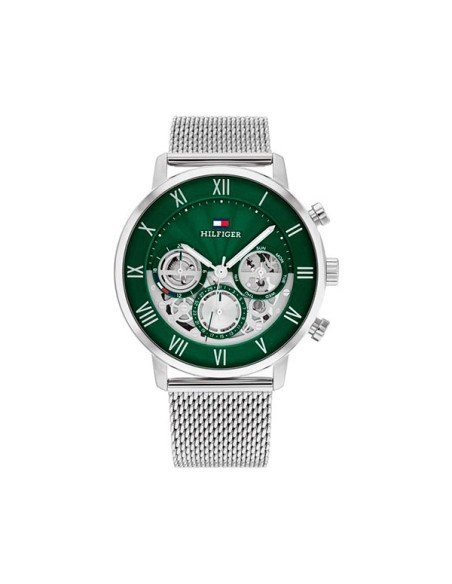 Tommy Hilfiger Legend Herrenuhr in Silber mit grünem Zifferblatt : Klassisch und modern : Samparfums