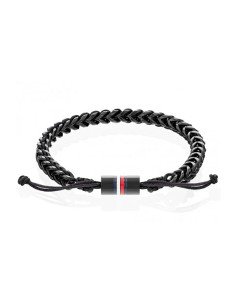 Bracelet Tommy Hilfiger pour homme - Acier inoxydable IP noir et nylon - Style tressé et tendance