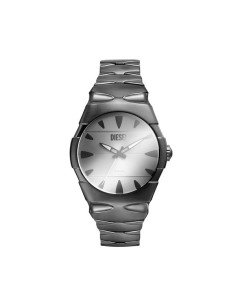 Montre Diesel D-Sruptor 42 mm - cadran argenté et bracelet en acier inoxydable noir