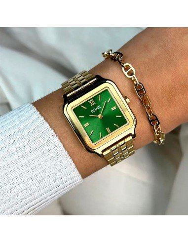 Montre femme Cluse La Tetragone - Elegance in Gold & Green