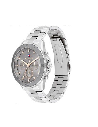 Tommy Hilfiger Mellie Uhr aus Edelstahl mit stilvollem und funktionellem grauem Zifferblatt